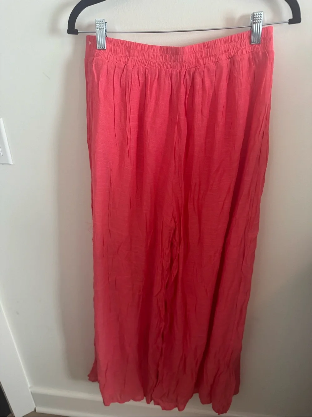 HYFVE Coral Two Piece Linen Blend Look Set Crop Top Wide Leg Pants Medium NWOT